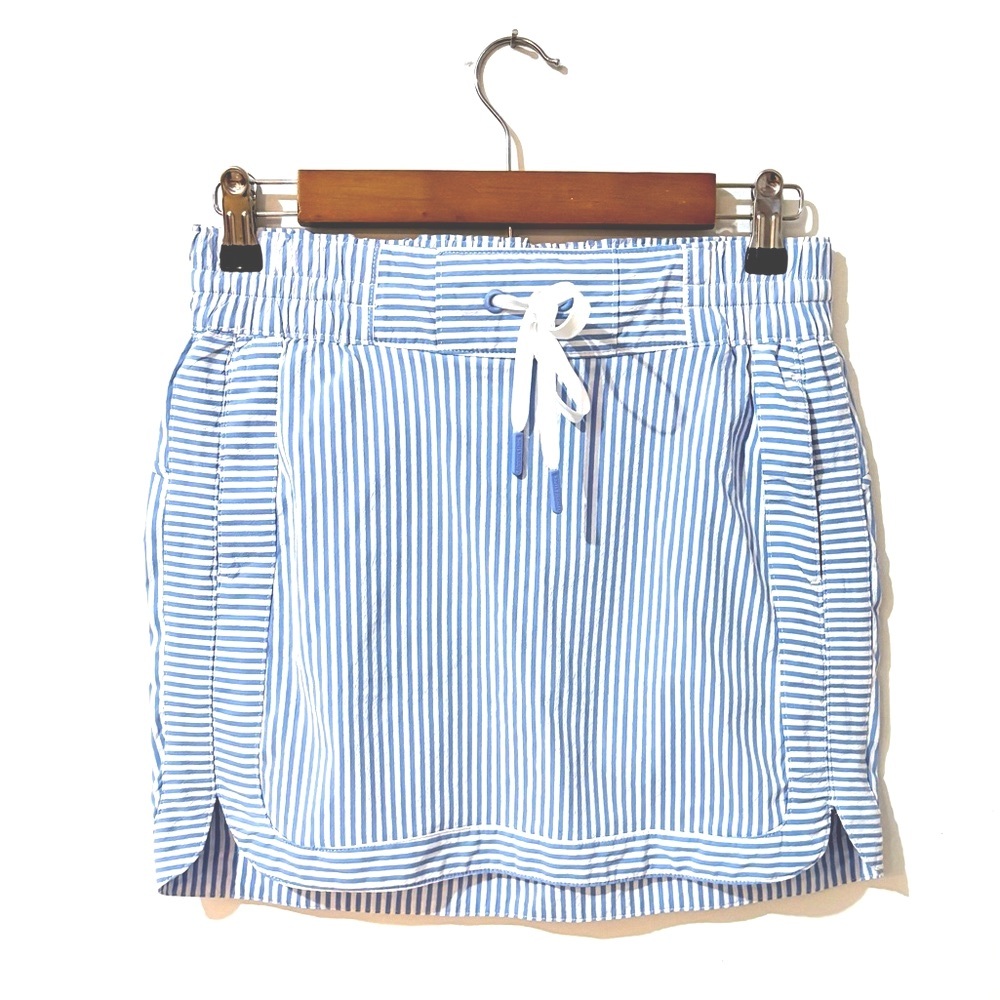 Vineyard Vines Seersucker Striped Harbor Skirt Drawstring Waist Pockets